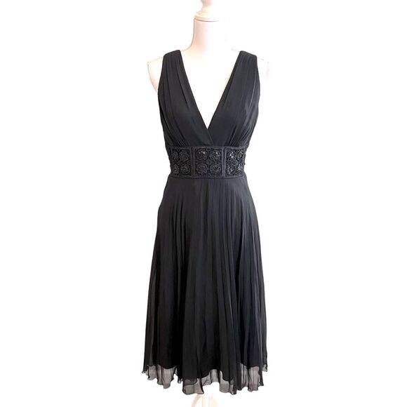 BCBG Paris Black Silk Beaded Sequin Dress Size 8 Whimsigoth Fairy Cocktail HOCO - Picture 1 of 8